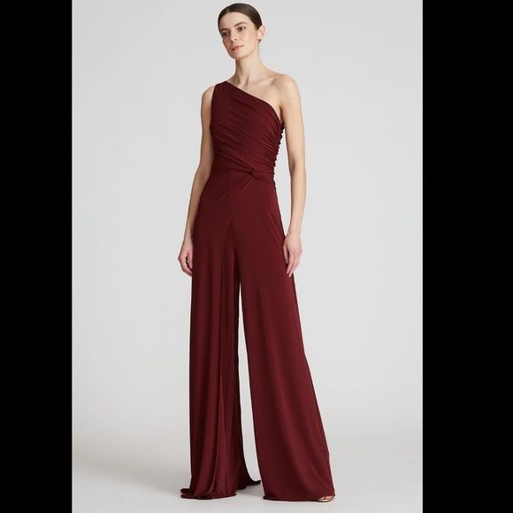 NWT Halston Lia Asymmetric Jumpsuit US 12 $445 - Picture 3 of 9